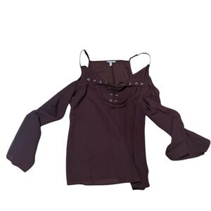 Charlotte Russe Cold Shoulder Blouse - Dark Purple